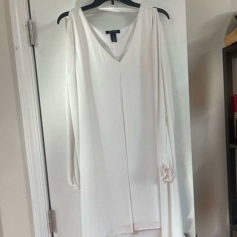 Sheer Sleeve White Dress